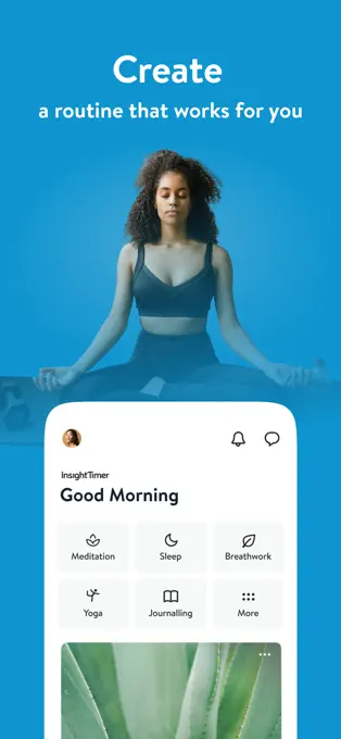 Insight Timer App Store preview showing meditation, sleep and breathwork categories