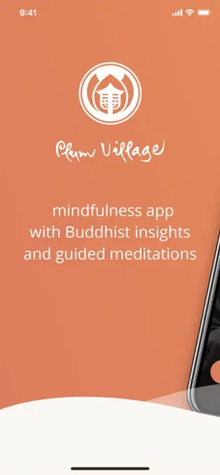 Plum Village App Store preview describing Buddhist insights and guided meditations