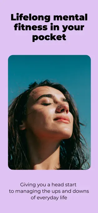 Smiling Mind App Store preview with the words Lifelong mental fitness in your pocket above a woman