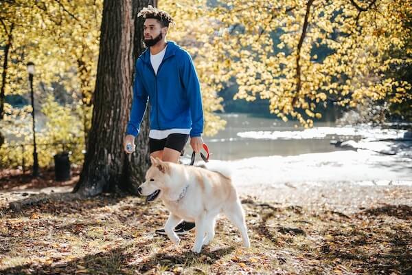 A man walking his dog