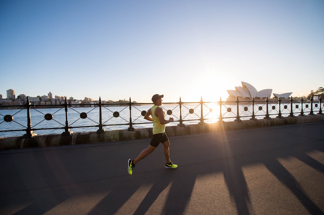 Runner training beside Sydney Harbour